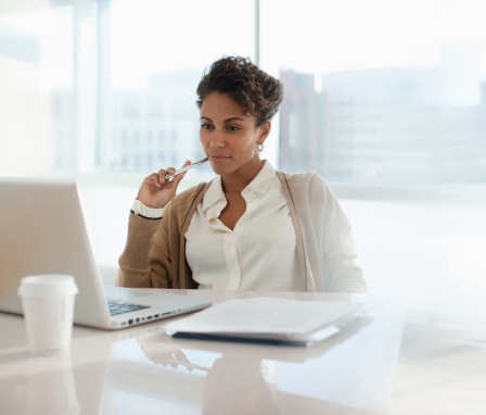 Woman working on laptop